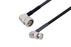 PE3W02084/HS - N Male Right Angle to BNC Male Right Angle Low Loss Cable Using LMR-240 Coax with HeatShrink