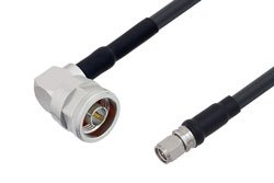 PE3W02429/HS - N Male Right Angle to SMA Male Low Loss Cable Using LMR-240 Coax with HeatShrink
