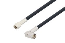 PE3W02432 - Fire Rated SMA Male to SMA Male Right Angle Low Loss Cable Using LMR-195-FR Coax