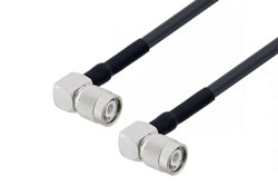 PE3W02498/HS2 - TNC Male Right Angle to TNC Male Right Angle Low Loss Cable Using LMR-240-DB Coax with Double HeatShrink