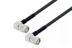 PE3W02498LF/HS - TNC Male Right Angle to TNC Male Right Angle Low Loss Cable Using LMR-240-DB Coax with HeatShrink, LF Solder