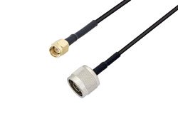 PE3W02623/HS - N Male to SMA Male Low Loss Cable Using LMR-100 Coax with HeatShrink