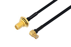PE3W02640 - SMA Female Bulkhead to SMP Female Right Angle Cable Using PE-SR405FLJ Coax