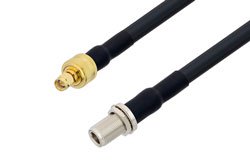 PE3W02707LF/HS - SMA Male to N Female Bulkhead Low Loss Cable Using LMR-400 Coax with HeatShrink, LF Solder