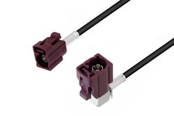PE3W02943 - Bordeaux FAKRA Jack to FAKRA Jack Right Angle Cable Using LMR-100 Coax
