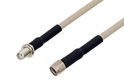 PE3W02965 - SMA Female Bulkhead to Reverse Polarity SMA Male Cable Using RG141 Coax