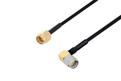 PE3W02993 - SMA Male to SMA Male Right Angle Cable Using PE-SR405FLJ Coax