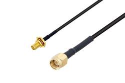 PE3W03104/HS - SMA Female Bulkhead to SMA Male Low Loss Cable Using LMR-100 Coax with HeatShrink