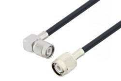 PE3W03145LF - TNC Male Right Angle to TNC Male Cable Using RG8X Coax , LF Solder