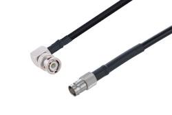 PE3W03340/HS - BNC Male Right Angle to BNC Female Low Loss Cable Using LMR-240 Coax with HeatShrink