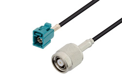 PE3W03361 - Water Blue FAKRA Jack to Reverse Polarity TNC Male Low Loss Cable Using LMR-100 Coax