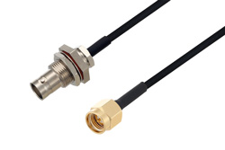 PE3W03377 - BNC Female Bulkhead to SMA Male Cable Using PE-SR405FLJ Coax