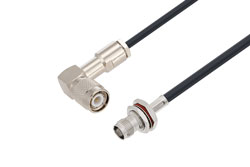 PE3W03419 - TNC Male Right Angle to TNC Female Bulkhead Low Loss Cable Using LMR-195 Coax
