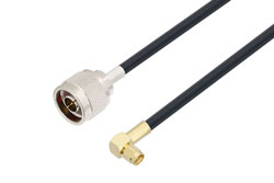 PE3W03424 - N Male to SMA Male Right Angle Low Loss Cable Using LMR-240-UF Coax