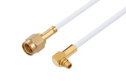 PE3W03521 - SMA Male to MMCX Plug Right Angle Cable Using RG188 Coax