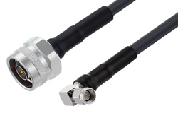 PE3W03688LF - N Male to SMA Male Right Angle Cable Using LMR-240-UF Coax , LF Solder