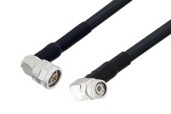 PE3W03732/SP1-150CM - N Male Right Angle to TNC Male Right Angle Low Loss Cable Using LMR-400 Coax with HeatShrink and 90 Deg. Clock in 150CM