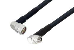 PE3W03732/SP1 - N Male Right Angle to TNC Male Right Angle Low Loss Cable Using LMR-400 Coax with HeatShrink and 90 Deg. Clock
