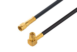 PE3W03956 - SMA Male to SMA Male Right Angle Low Loss Cable Using LMR-200 Coax