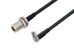 PE3W04105 - N Female Bulkhead to SMA Male Right Angle Low Loss Cable Using LMR-240 Coax with Times Microwave Components