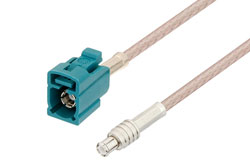 PE3W04376 - MCX Plug to Water Blue FAKRA Jack Cable Using RG316 Coax
