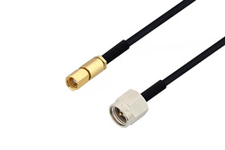 PE3W04384/HS - SSMC Plug to SMA Male Cable Using PE-SR405FLJ Coax with HeatShrink