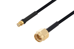 PE3W04389/HS - Push-On SMP Female to SMA Male Cable Using PE-SR405FLJ Coax with HeatShrink