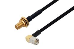 PE3W04454 - SMA Female Bulkhead to SMA Male Right Angle Cable Using PE-SR402FLJ Coax