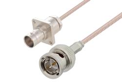 PE3W04461 - 75 Ohm BNC Female 4 Hole Flange to 75 Ohm BNC Male Cable Using 75 Ohm RG179 Coax
