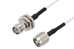 PE3W04506/HS - Reverse Polarity TNC Female Bulkhead to Reverse Polarity TNC Male Cable Using RG188-DS Coax with HeatShrink