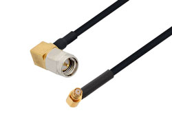 PE3W04674 - SMA Male Right Angle to SMP Female Right Angle Cable Using PE-SR405FLJ Coax