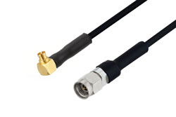 PE3W04795 - Mini SMP Female Right Angle to 2.92mm Male Cable Using PE-SR405FLJ Coax