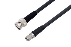 PE3W04820/HS - BNC Male to SMA Male Low Loss Cable Using LMR-240-UF Coax With Times Microwave Components with HeatShrink