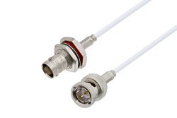 PE3W04924LF - 75 Ohm BNC Female Bulkhead to 75 Ohm BNC Male Cable Using 75 Ohm RG187 Coax , LF Solder