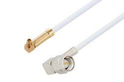 PE3W05023/PH90 - MMCX Plug Right Angle to SMA Male Right Angle Cable Using RG188-DS Coax with 90 Deg. Clock