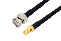 PE3W05157/HS - BNC Male to SMA Female Low Loss Cable Using LMR-240-UF Coax with HeatShrink