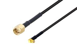 PE3W05173LF/HS - SMA Male to Push-On SMP Female Right Angle Low Loss Cable Using LMR-100 Coax with HeatShrink, LF Solder
