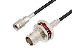 PE3W05192 - 1.0/2.3 Plug to BNC Female Bulkhead Cable Using LMR-100 Coax