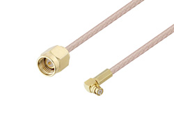 PE3W05274 - SMA Male to Push-On SMP Female Right Angle Cable Using RG316 Coax