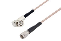 PE3W05292 - BNC Male Right Angle to SMA Male Cable Using RG316 Coax