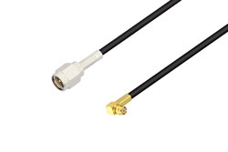 PE3W05312 - SMA Male to Push-On SMP Female Right Angle Low Loss Cable Using LMR-100 Coax