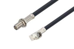 PE3W05344 - Fire Rated Reverse Polarity SMA Jack Bulkhead to Reverse Polarity SMA Plug Right Angle Low Loss Cable Using LMR-195-FR Coax
