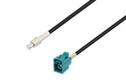 PE3W05353 - Water Blue FAKRA Jack to MCX Plug Low Loss Cable Using LMR-100 Coax