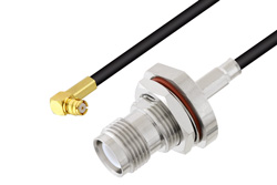 PE3W05481 - Push-On SMP Female Right Angle to Reverse Polarity TNC Female Bulkhead Cable Using LMR-100 Coax