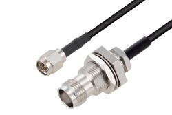 PE3W05508/HS - SMA Male to TNC Female Bulkhead Low Loss Cable Using LMR-100 Coax with HeatShrink