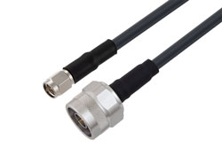 PE3W05544/HS - N Male to SMA Male Cable Using RG58 Coax with HeatShrink