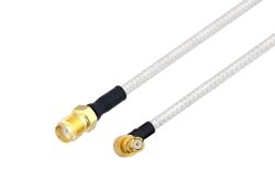 PE3W05740/HS - SMA Female to SMP Female Right Angle Cable Using PE-SR405FL Coax with HeatShrink