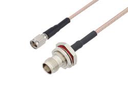 PE3W05741/HS - SMA Male to TNC Female Bulkhead Cable Using RG316 Coax with HeatShrink