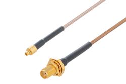 PE3W05799/HS - MMCX Plug to SMA Female Bulkhead Cable Using RG178 Coax with HeatShrink