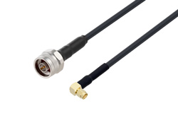 PE3W05820 - N Male to SMA Male Right Angle Low Loss Cable Using LMR-240-UF Coax